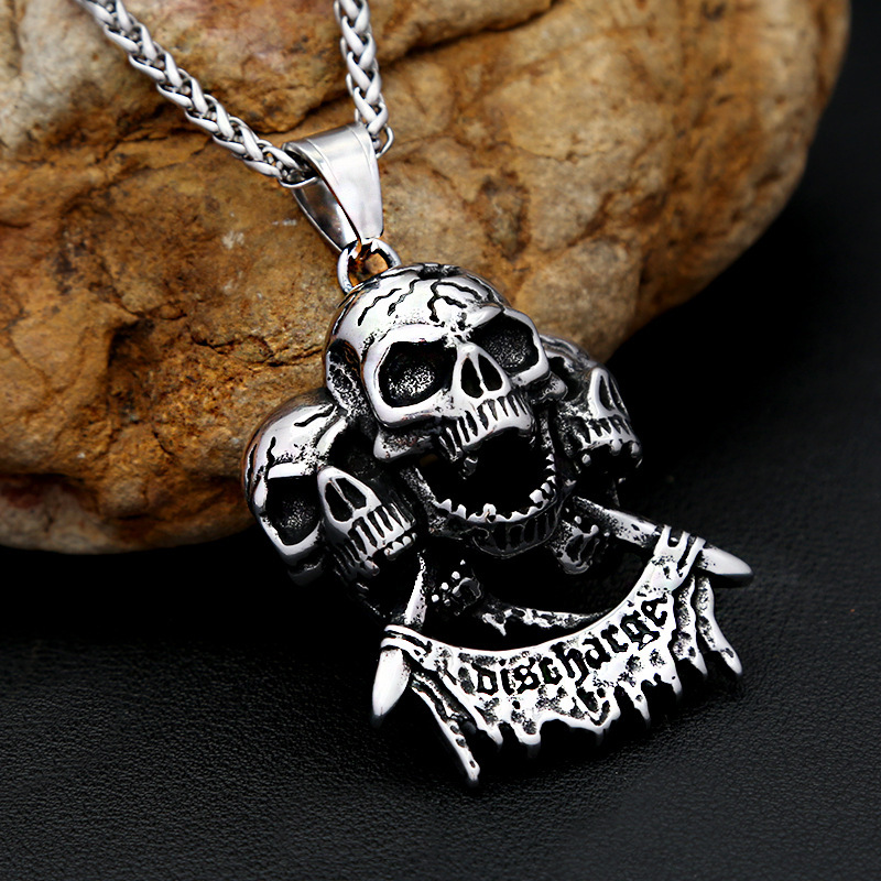 Men Accessories Look - Dominante hiphop- en rock-stijl schedelketting van