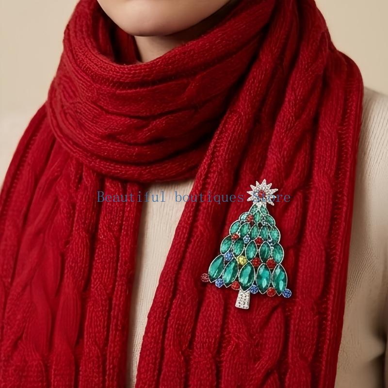 Men Accessories Look - U4LF Kerstboombrochespeld met veelkleurige vakantiekleur voor