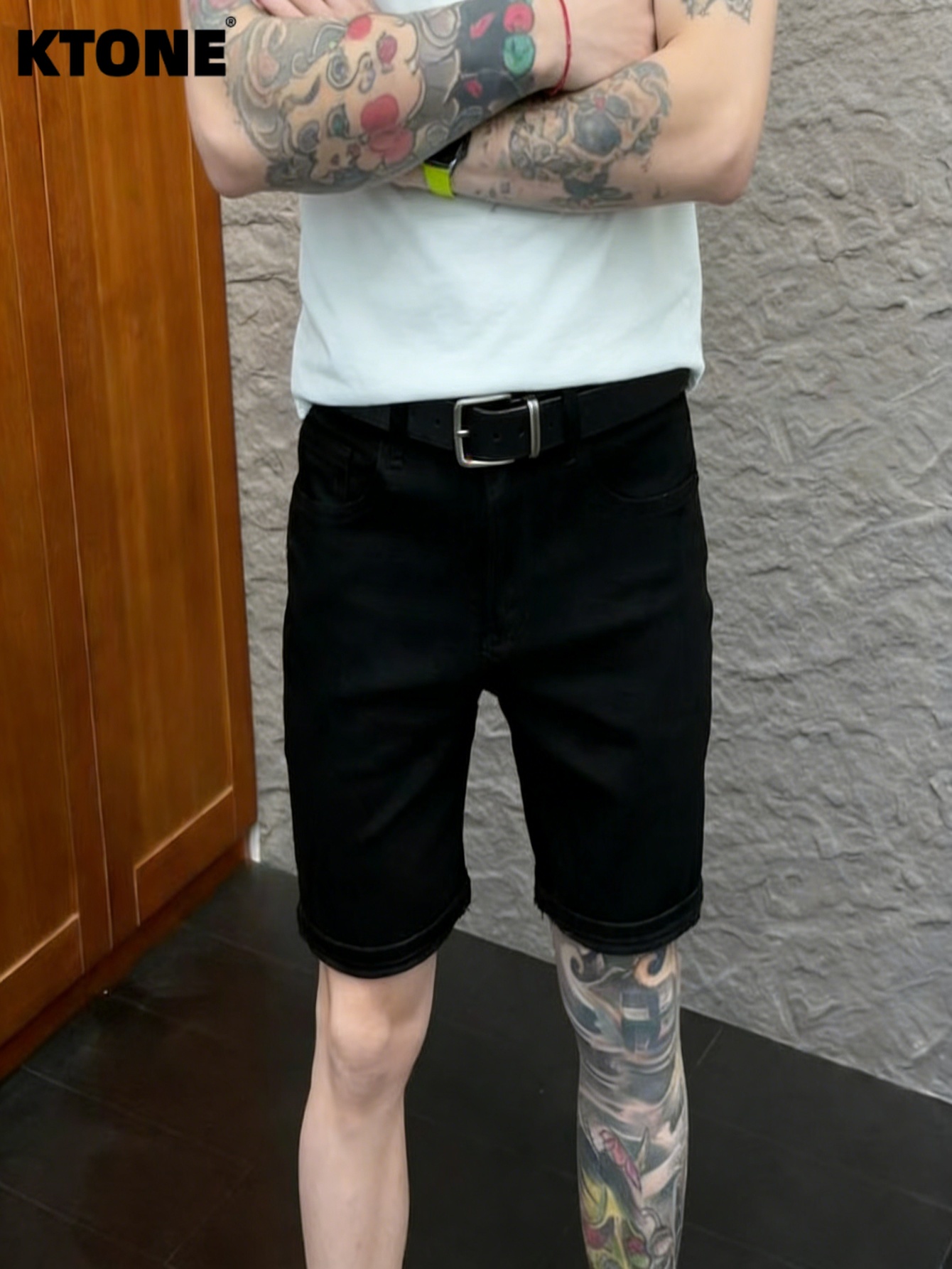 Men'S Minimalist Accessories - Minimalistische jeans zwarte slim denim shorts
