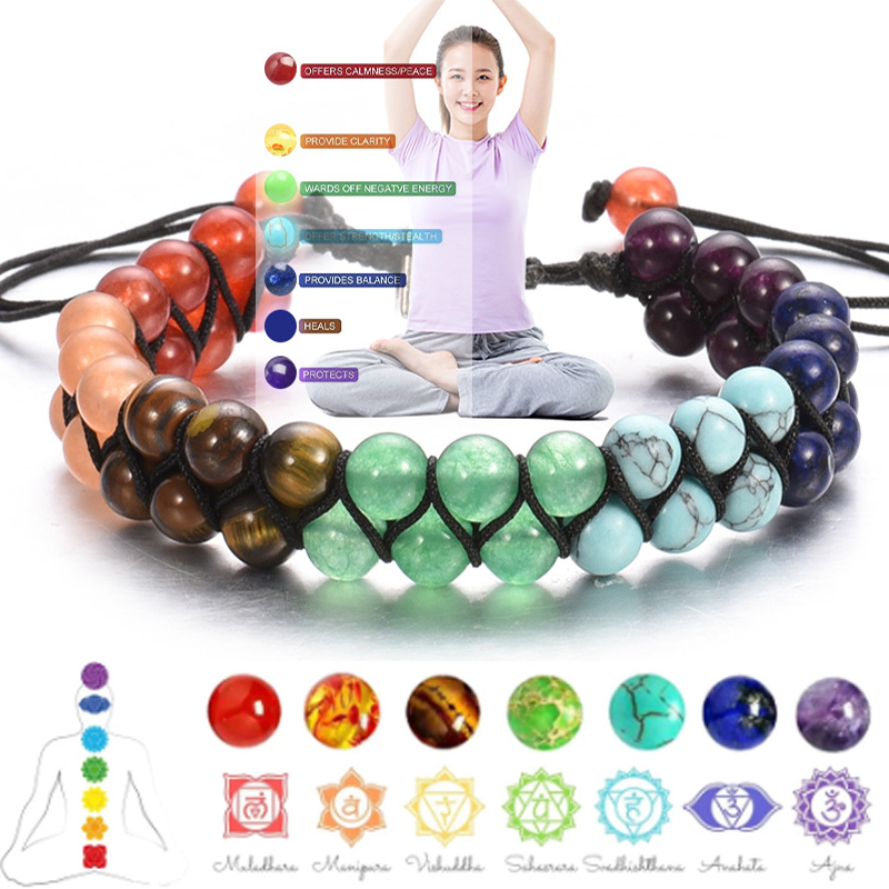 Men Accessories India - Dubbellaags 7-chakra armbanden voor vrouwen mannen