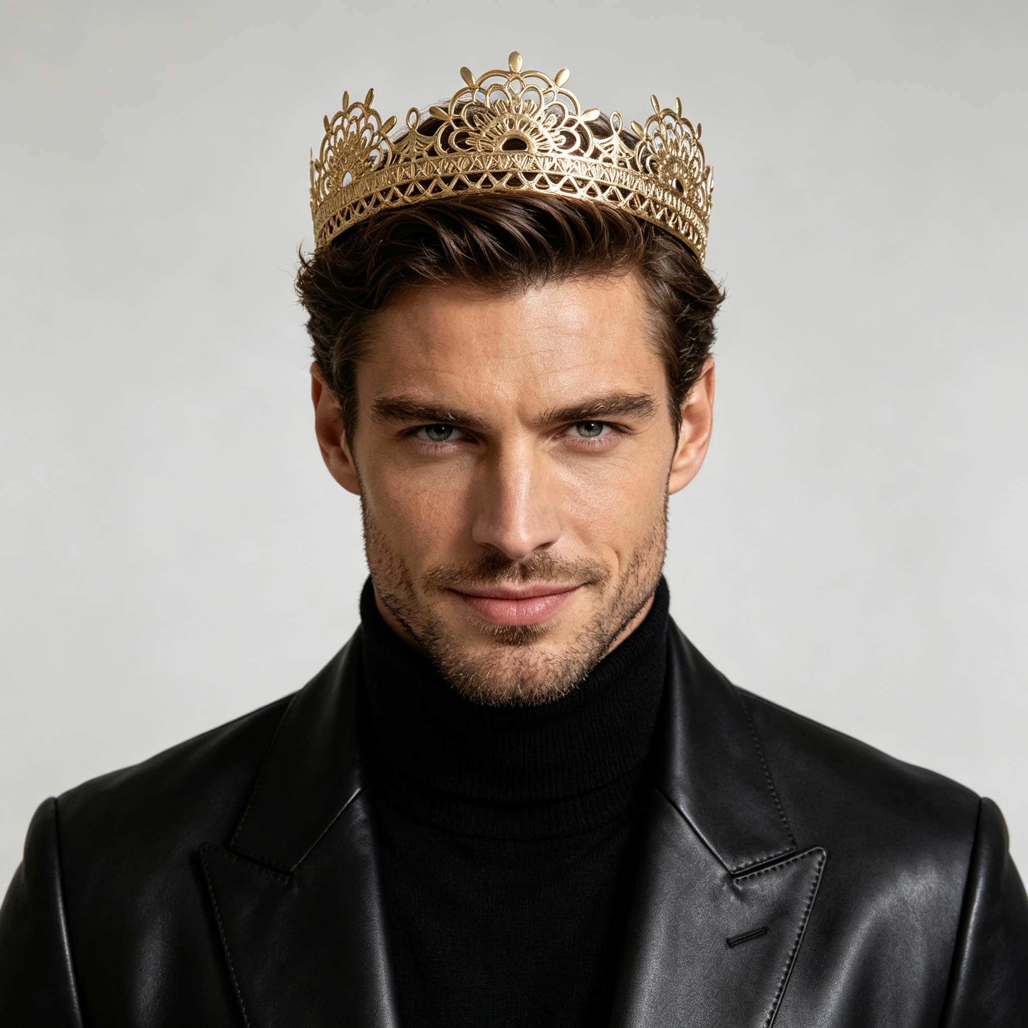 Men'S Minimalist Accessories - Minimalistische uitgeholde gouden koningskroon, matte gouden