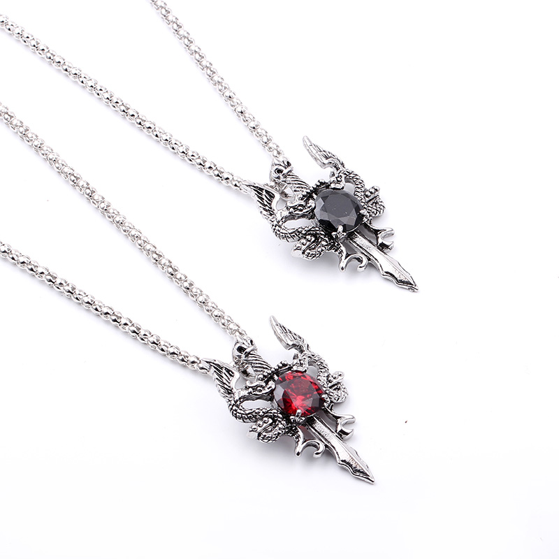 Dubbele Draak Zwarte Edelsteen - Men Accessories Necklace recensie en prijs