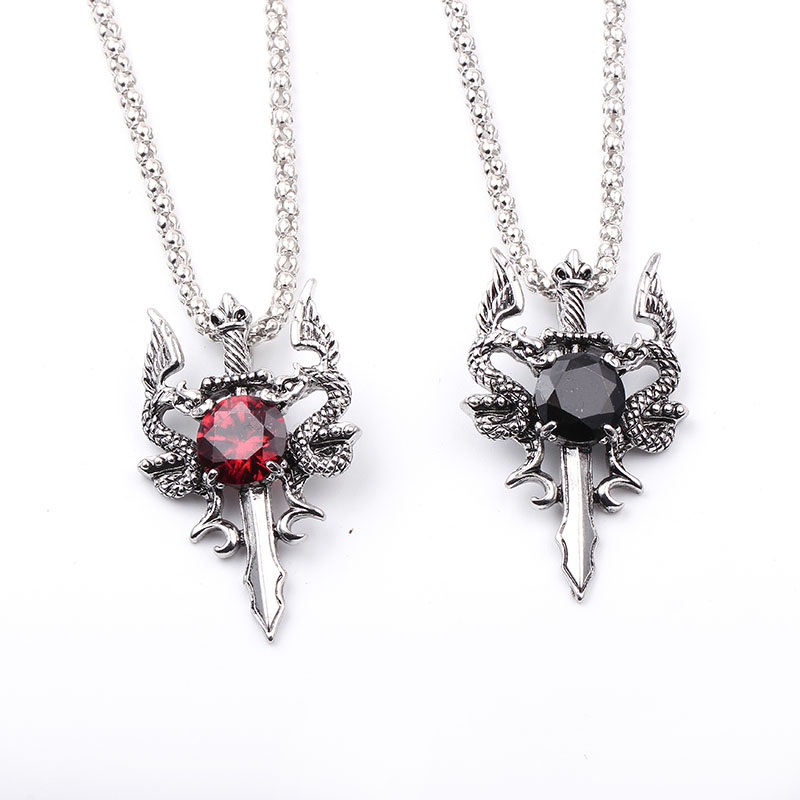 Dubbele Draak Zwarte Edelsteen - Men Accessories Necklace recensie en prijs