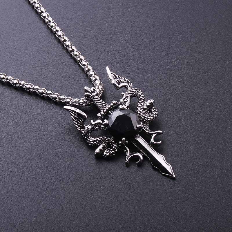 Dubbele Draak Zwarte Edelsteen - Men Accessories Necklace recensie en prijs